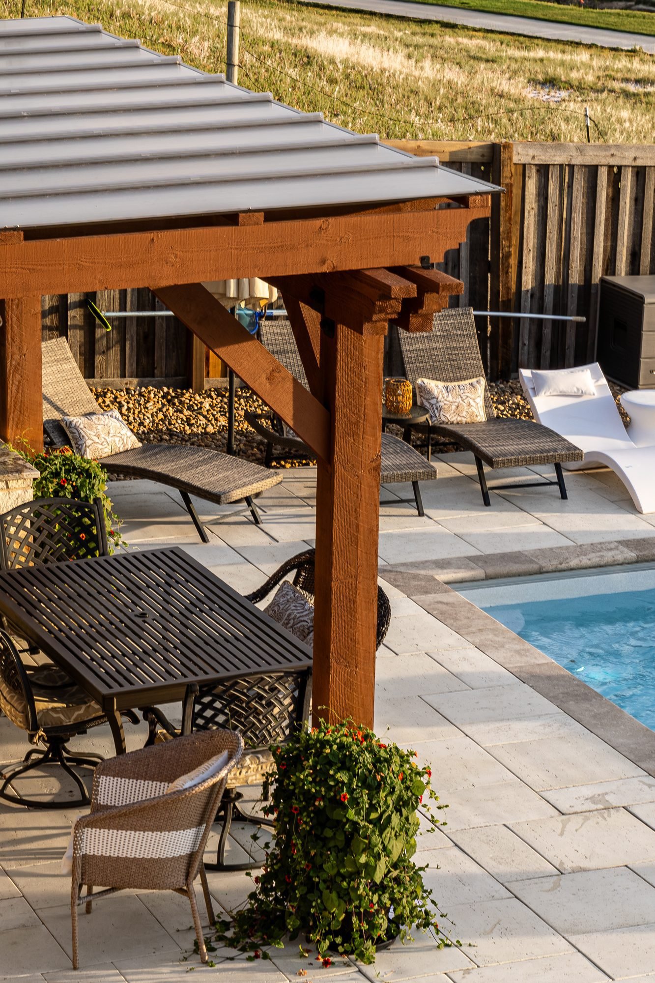Pool deck and hardscape detail, ORO Landscape Colorado project