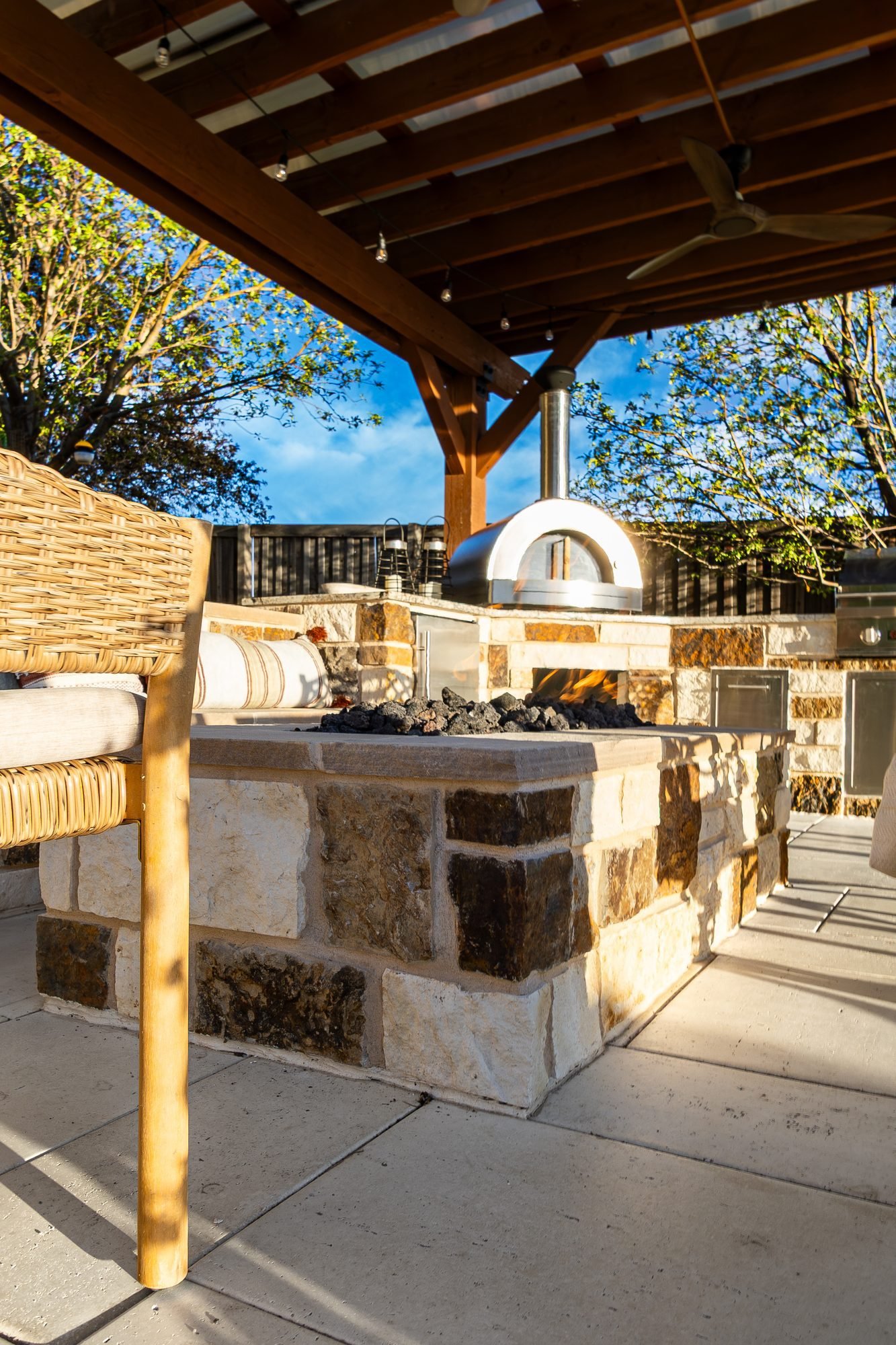 Pool and patio hardscape detail, ORO Landscape Colorado